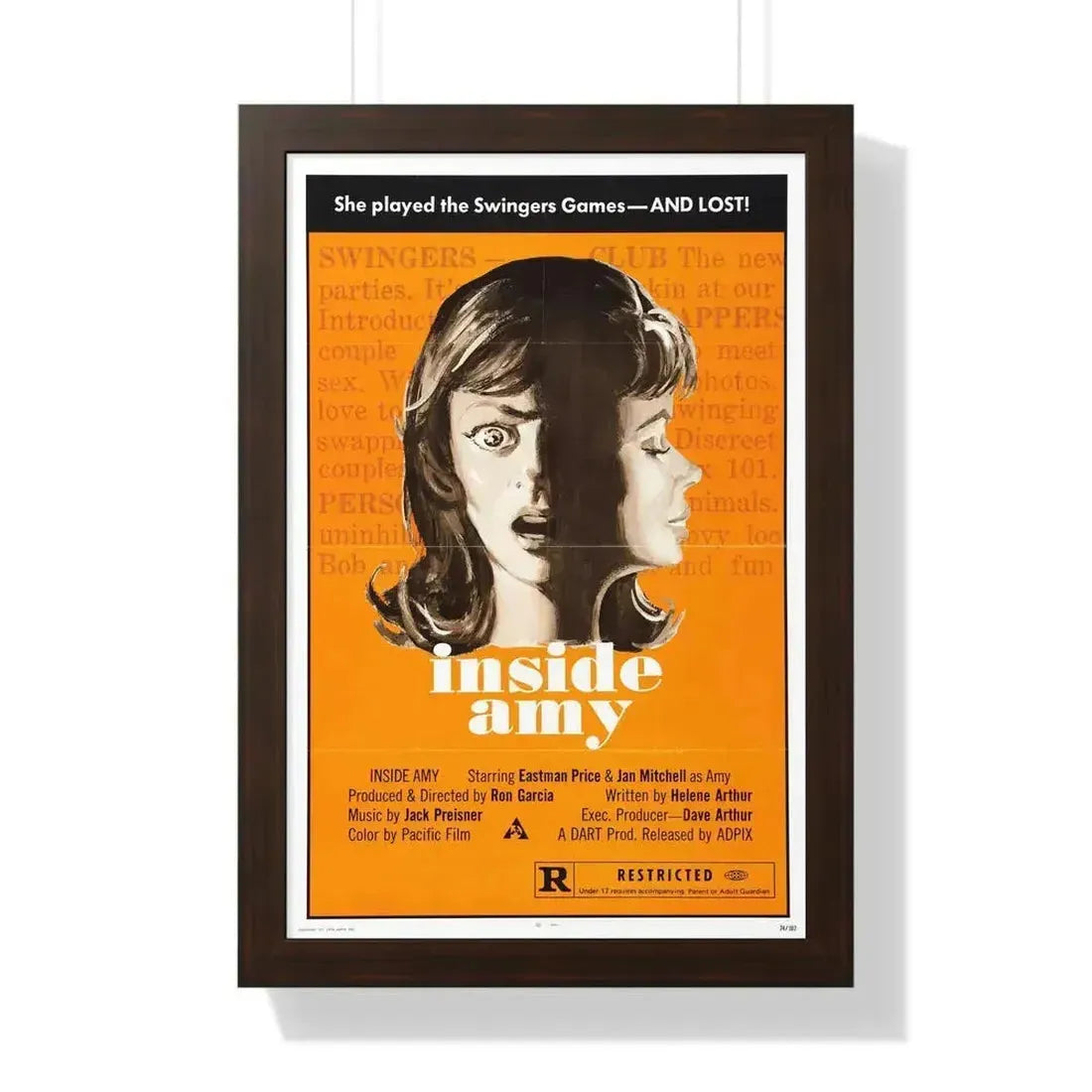 INSIDE AMY (SUPER SWINGING PLAYMATES) 1974 - Framed Movie Poster 16″ x 24″ Walnut - The Sticker Space