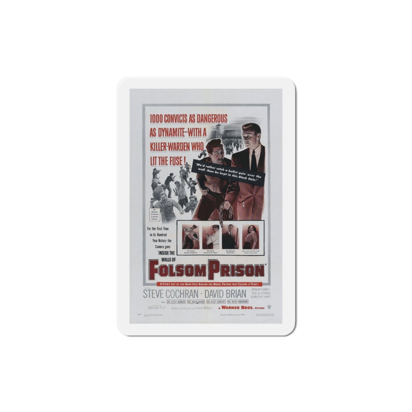 Inside the Walls of Folsom Prison 1951 Movie Poster Die-Cut Magnet-3 Inch-The Sticker Space