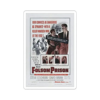 Inside the Walls of Folsom Prison 1951 Movie Poster - STICKER Vinyl Kiss-Cut Decal 6 Inch White - The Sticker Space