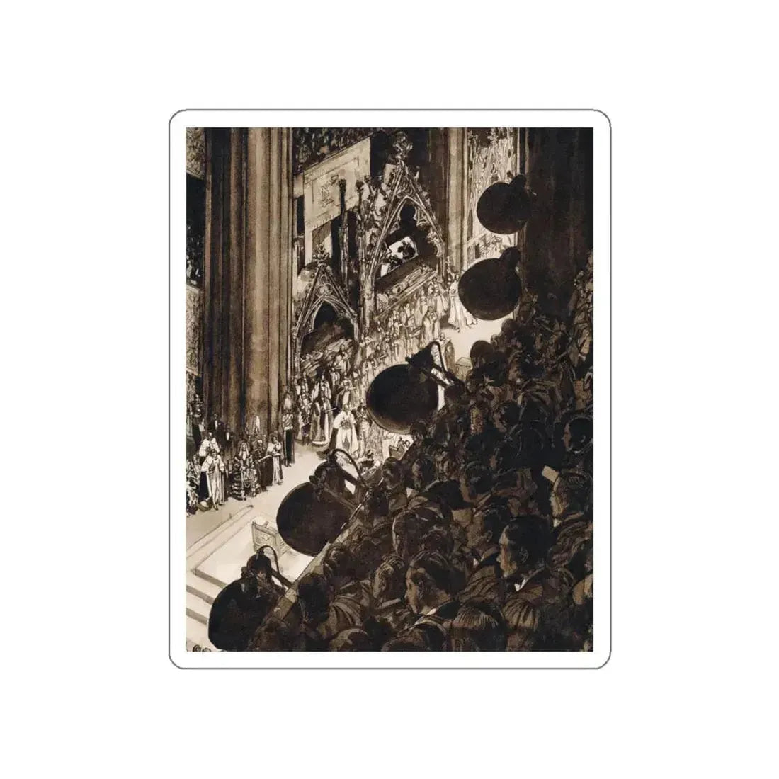 Inside Westminster Abbey at the coronation of George VI, The Sketch magazine, 1937 (Magazine Illustration) STICKER Vinyl Die-Cut Decal White Die-Cut 5 Inch - The Sticker Space