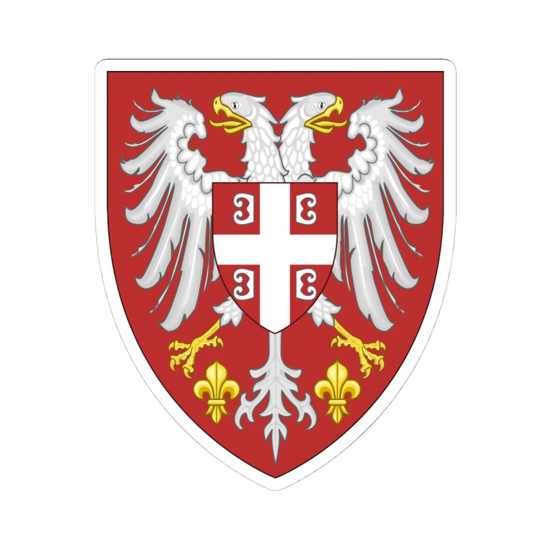 Insigne Serbicum (Serbia) (Coat of Arms) STICKER Vinyl Kiss-Cut Decal 4 Inch White - The Sticker Space