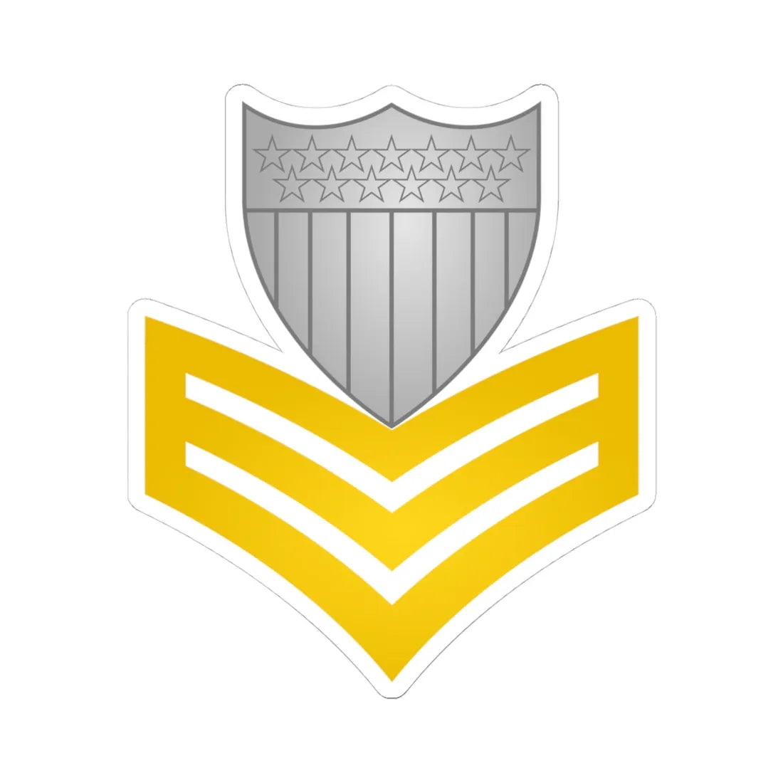 Insignia of a United States Coast Guard petty officer first class (United States) (Military Rank) STICKER Vinyl Kiss-Cut Decal 4 Inch White - The Sticker Space