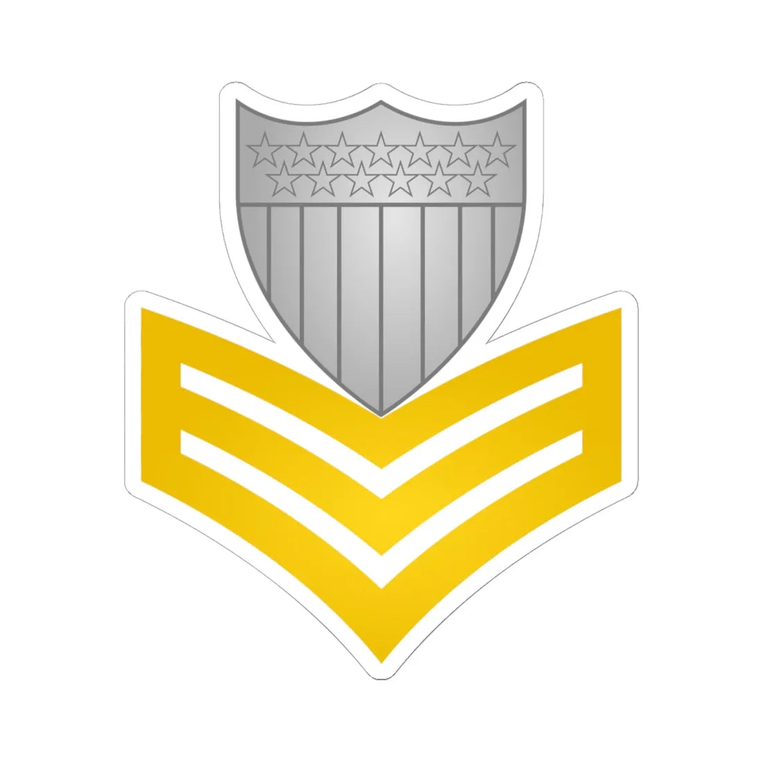 Insignia of a United States Coast Guard petty officer first class (United States) (Military Rank) STICKER Vinyl Kiss-Cut Decal 6 Inch White - The Sticker Space