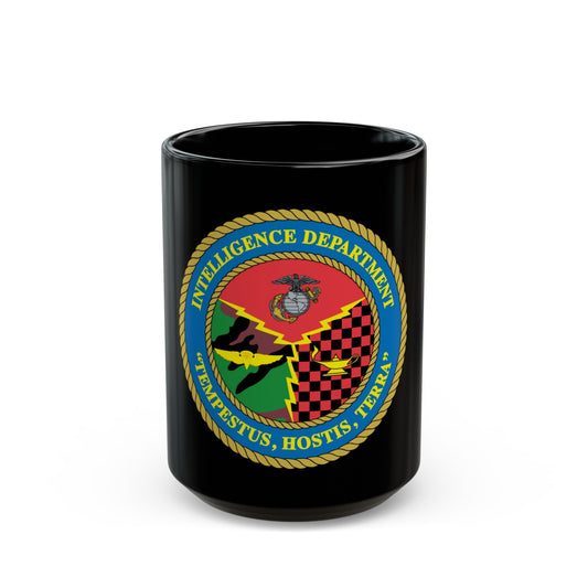 Intelligence Department Tempestus Hostis Terra (USMC) Black Coffee Mug-15oz-The Sticker Space