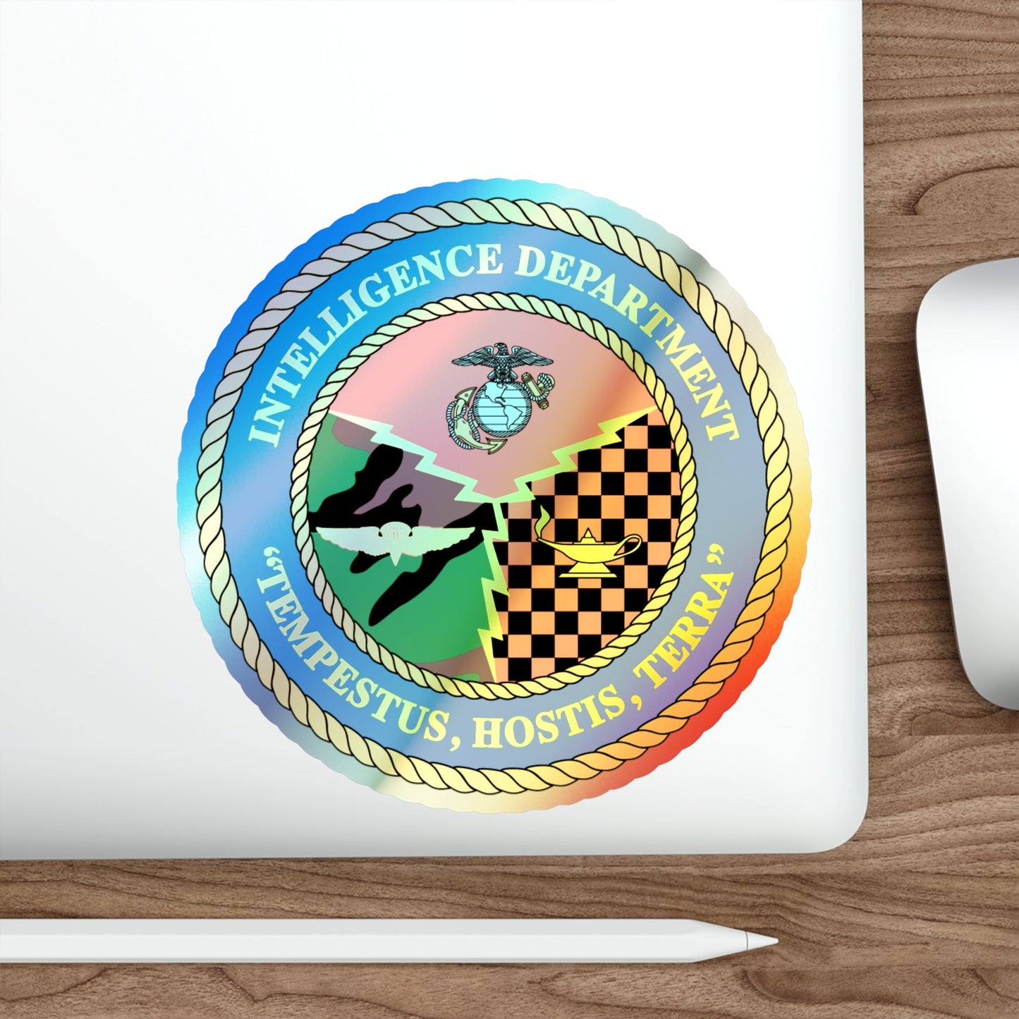 Intelligence Department Tempestus Hostis Terra (USMC) Holographic STICKER Die-Cut Vinyl Decal-The Sticker Space