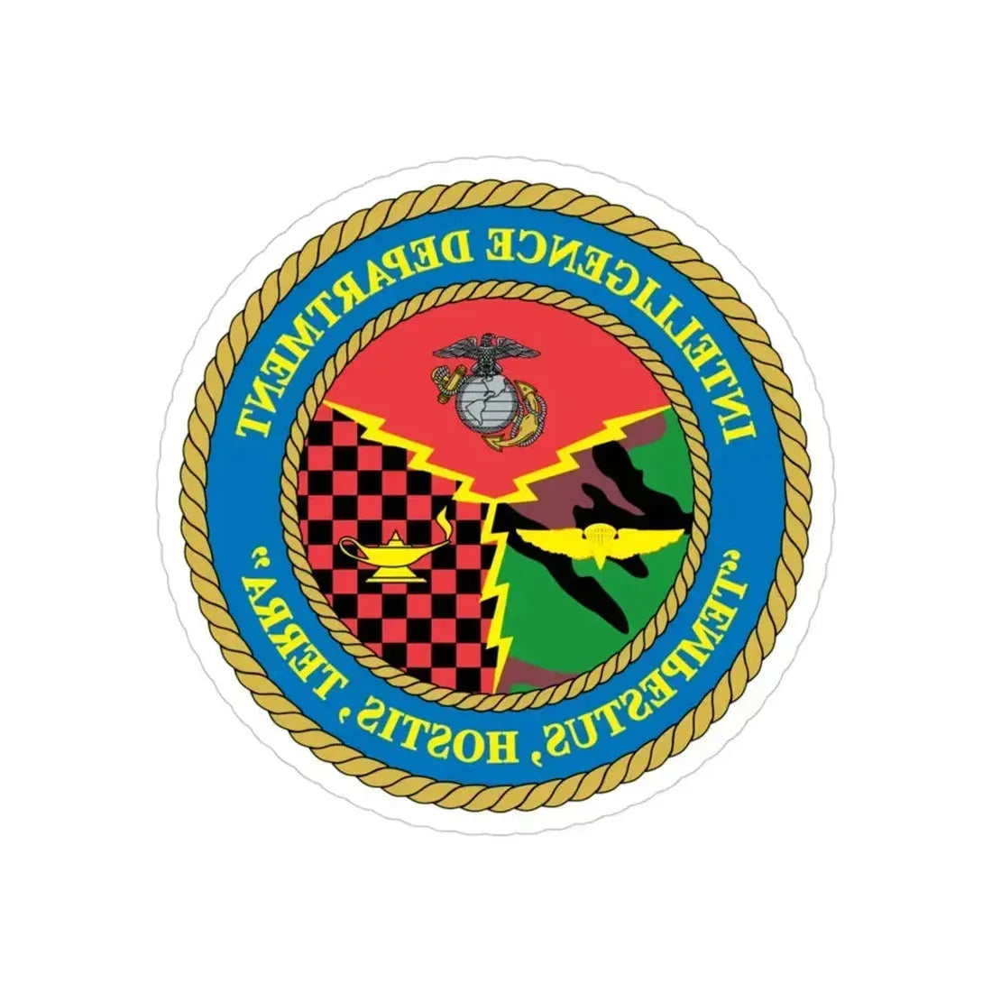 Intelligence Department Tempestus Hostis Terra (USMC) REVERSE PRINT Transparent Die-Cut STICKER 3 Inch Die-Cut Transparent - The Sticker Space