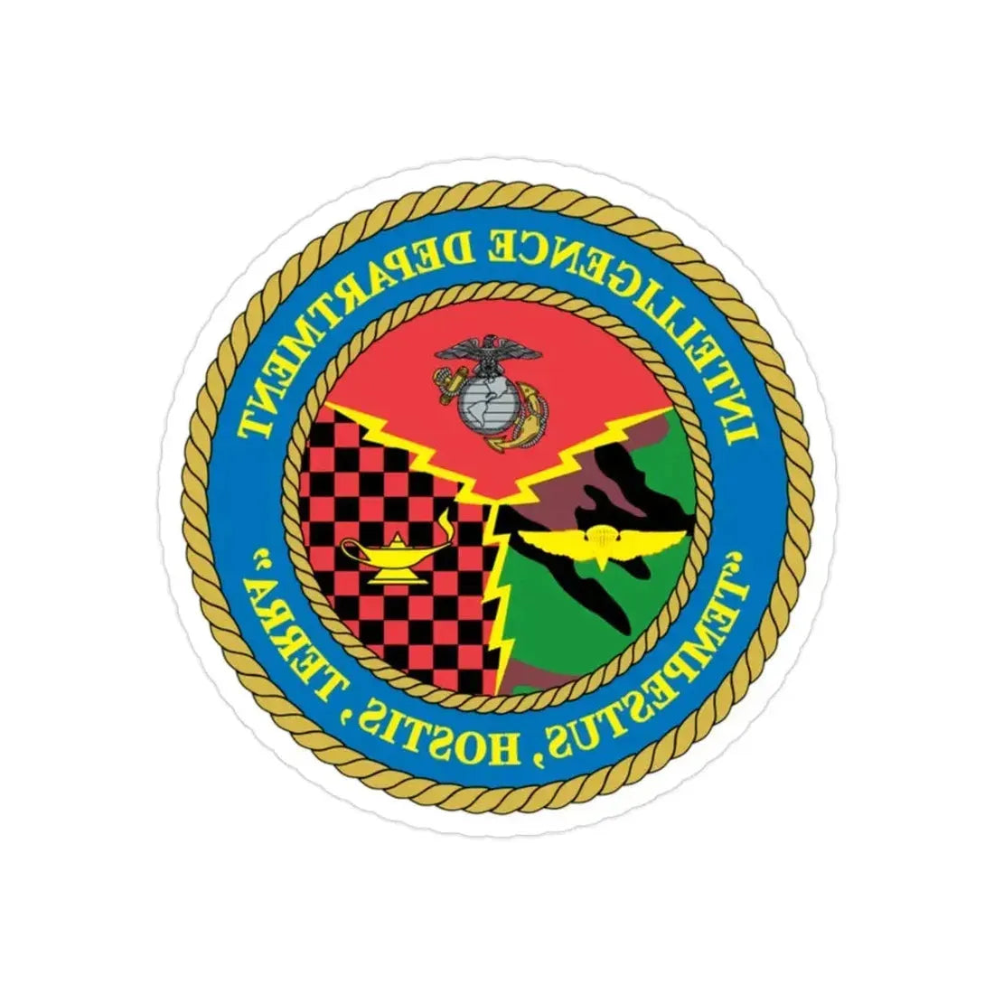 Intelligence Department Tempestus Hostis Terra (USMC) REVERSE PRINT Transparent Die-Cut STICKER - The Sticker Space