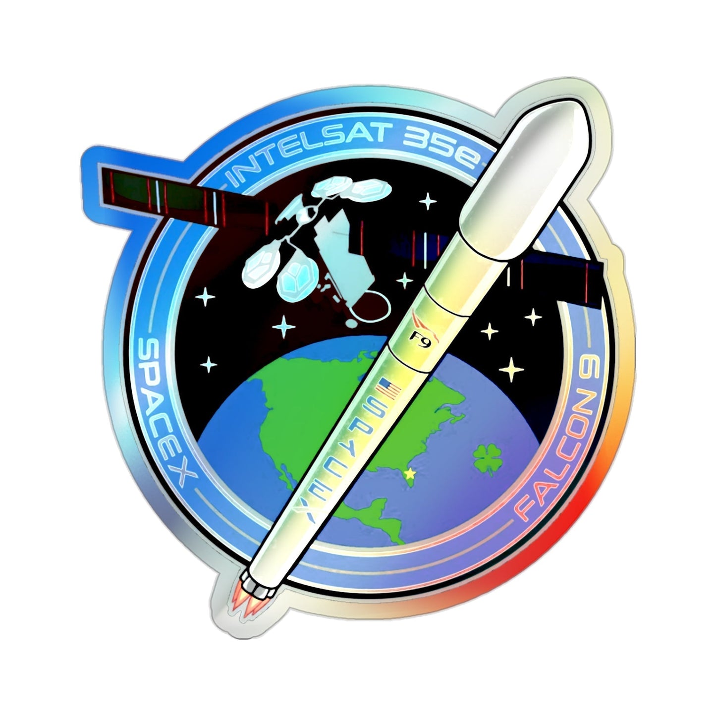 Intelsat 35e (SpaceX) Holographic STICKER Die-Cut Vinyl Decal-2 Inch-The Sticker Space