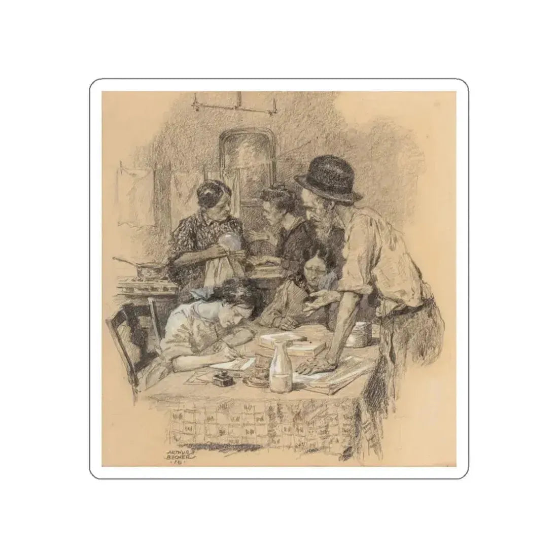 Interior Narratives (1), 1916 (Magazine Illustration) STICKER Vinyl Die-Cut Decal White Die-Cut 3 Inch - The Sticker Space