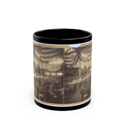 Interior View Of A Large Convention Hall Filled With People Sitting In Chairs (U.S. Civil War) Black Coffee Mug-11oz-The Sticker Space