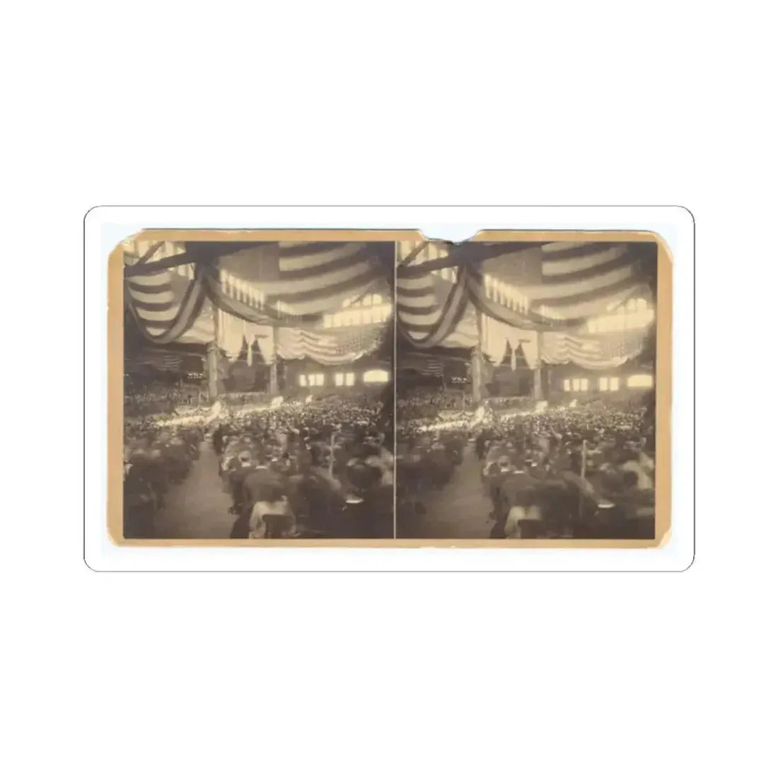 Interior View of a Large Convention Hall Filled With People Sitting in Chairs (U.S. Civil War) STICKER Vinyl Kiss-Cut Decal 2 Inch White - The Sticker Space