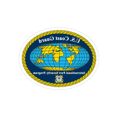 International Port Security Program USCG (U.S. Coast Guard) REVERSE PRINT Transparent STICKER-2" × 2"-The Sticker Space