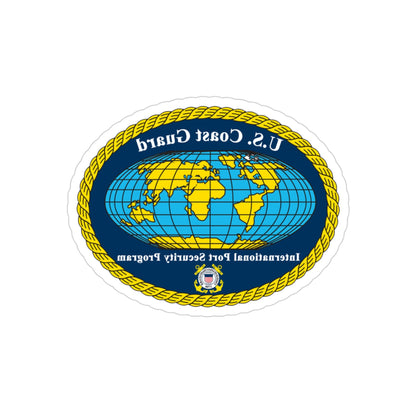 International Port Security Program USCG (U.S. Coast Guard) REVERSE PRINT Transparent STICKER-3" × 3"-The Sticker Space