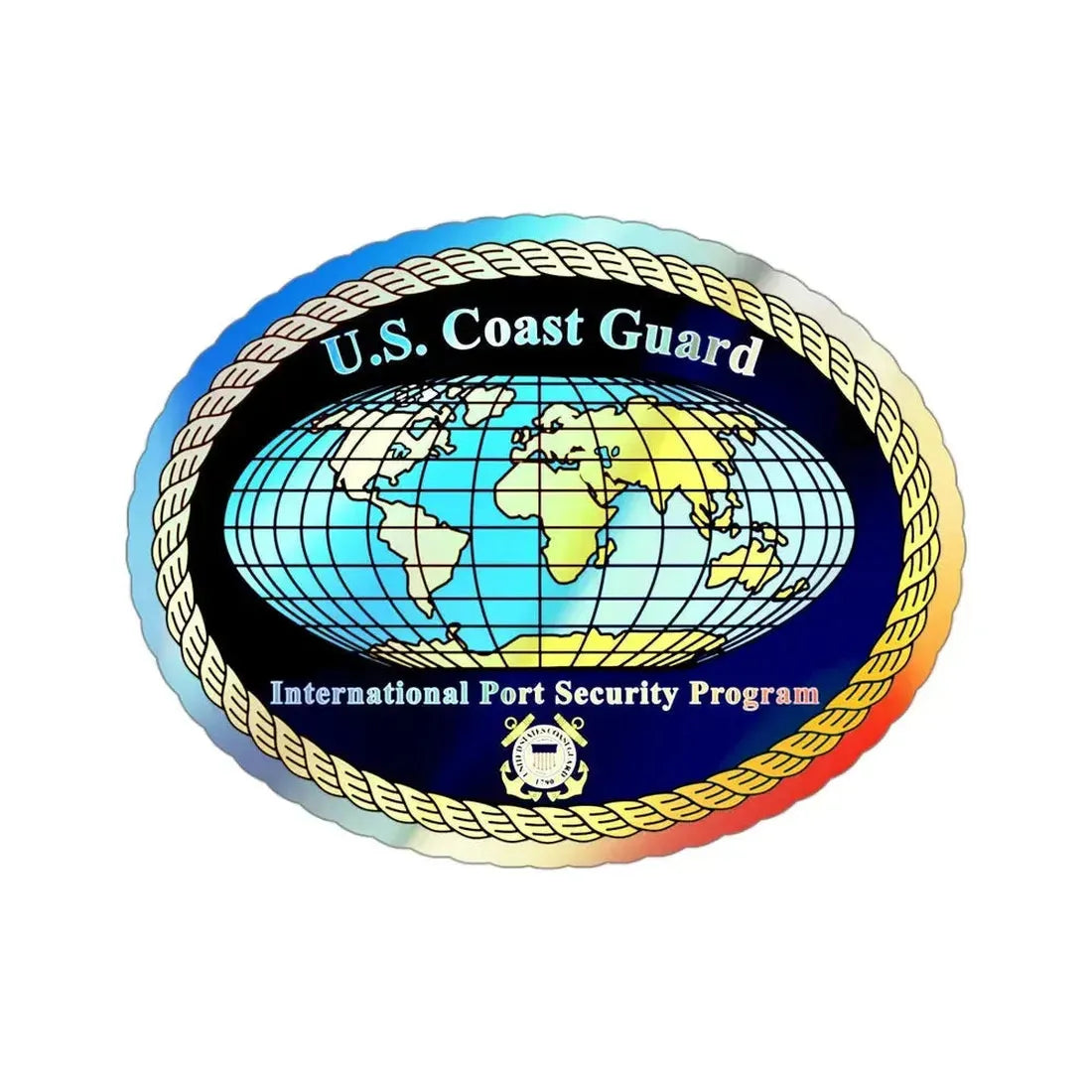 International Port Security Program USCG (U.S. Coast Guard) Holographic STICKER Die-Cut Vinyl Decal 3 Inch Holographic - The Sticker Space