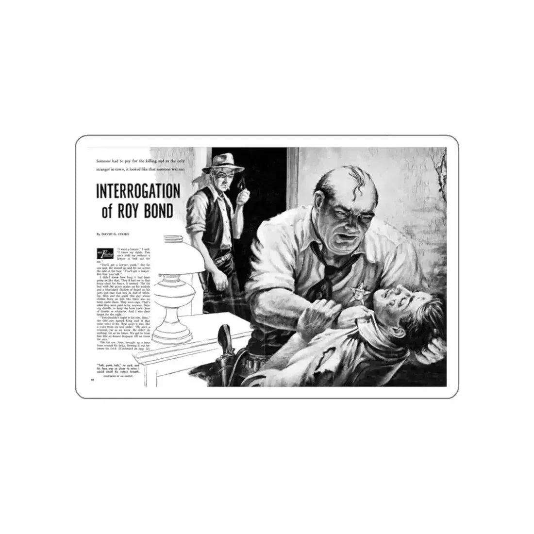 Interrogation of Roy Bond, Male magazine, September 1956 (Magazine Illustration) STICKER Vinyl Die-Cut Decal - The Sticker Space