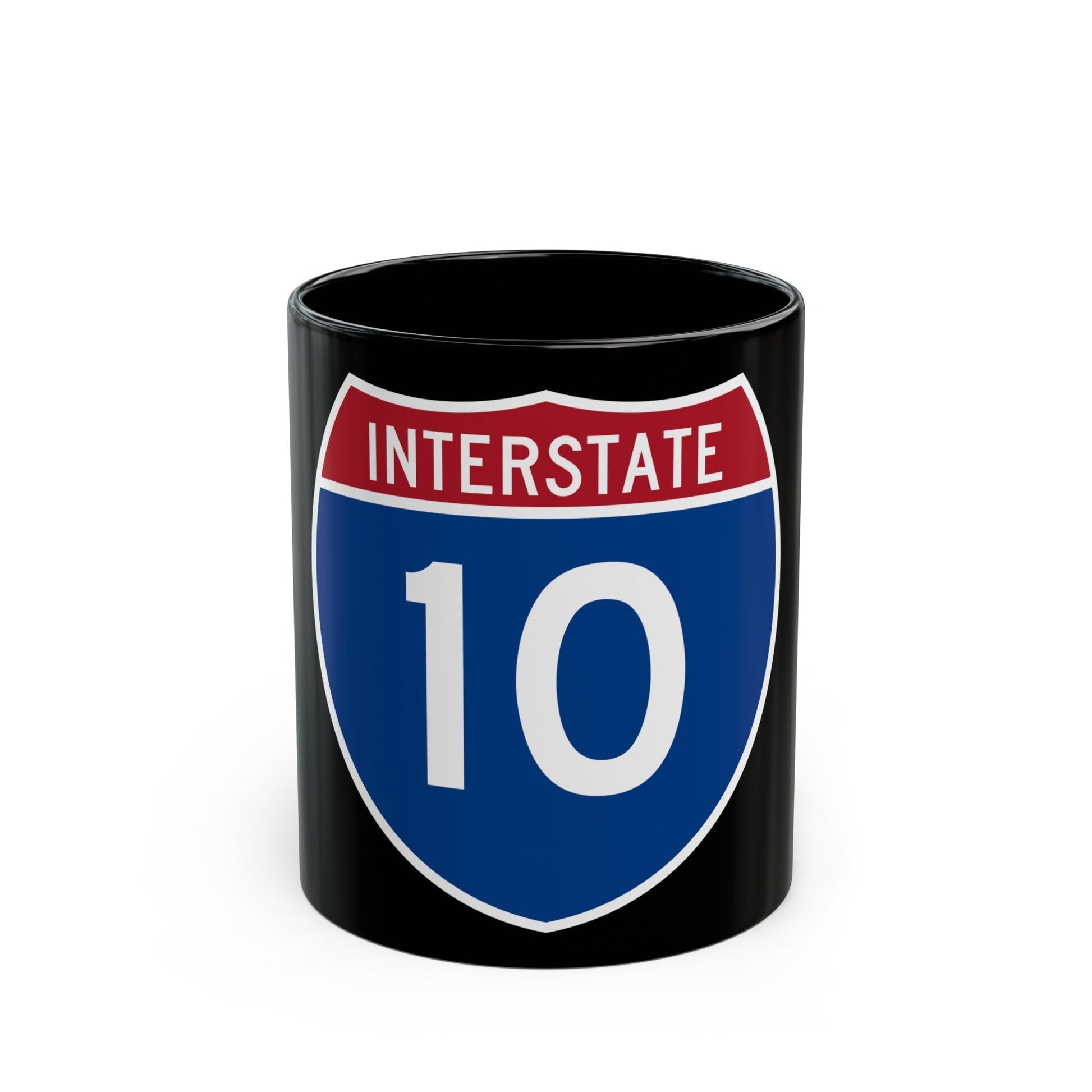 Interstate 10 (U.S. Highways) Black Coffee Mug-11oz-The Sticker Space