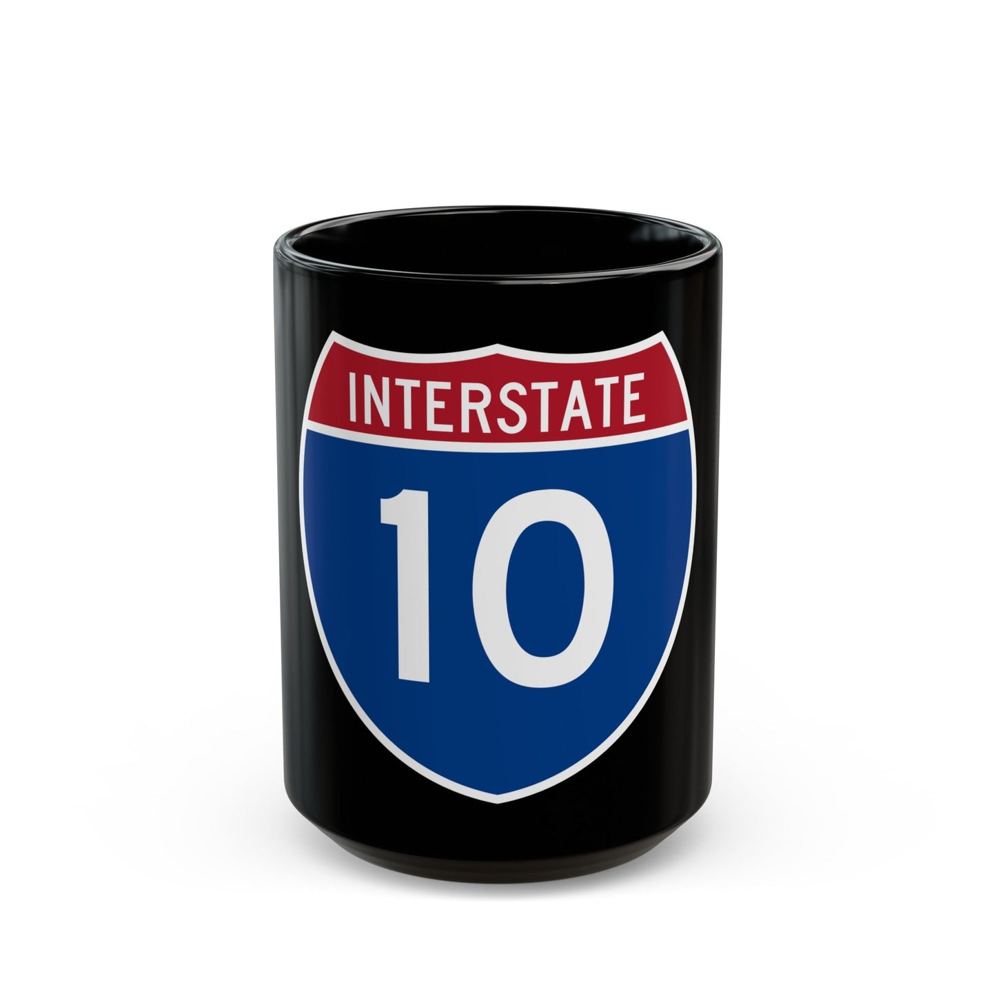 Interstate 10 (U.S. Highways) Black Coffee Mug-15oz-The Sticker Space