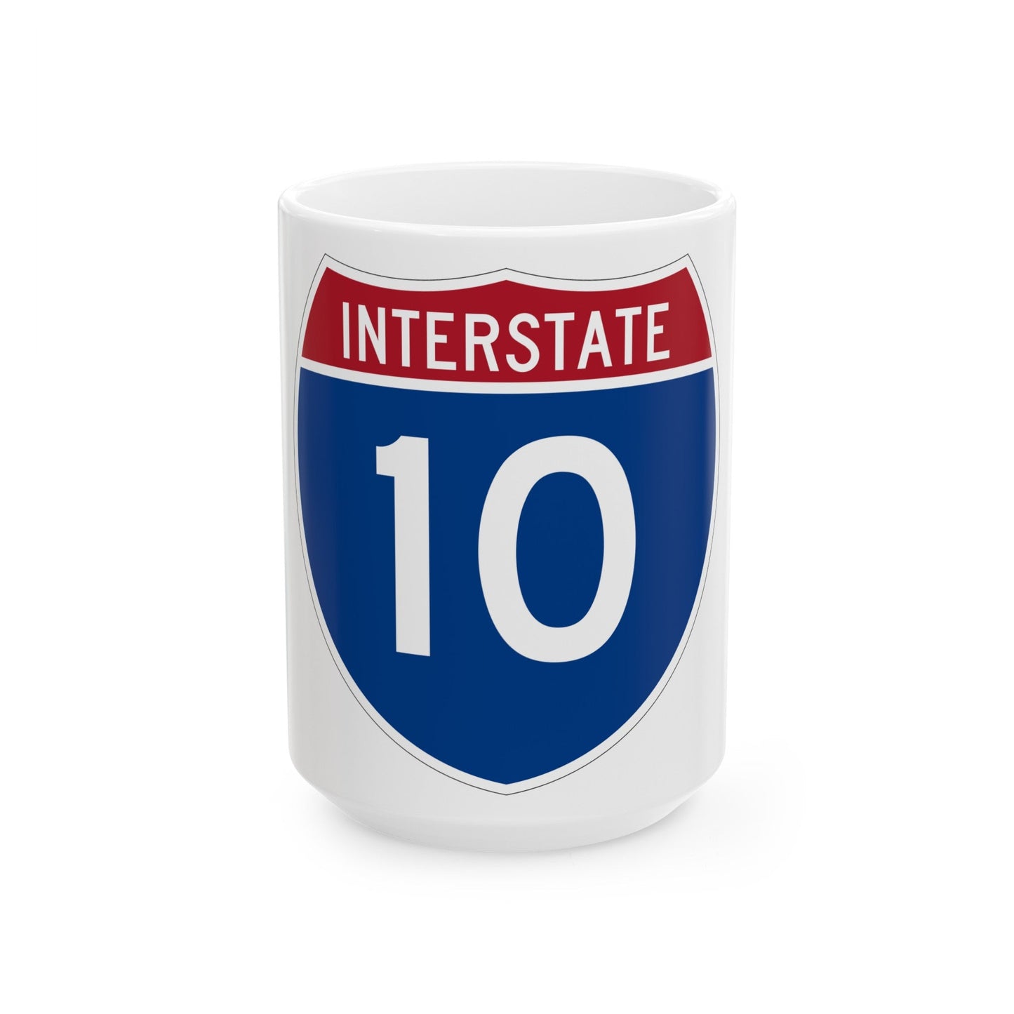 Interstate 10 (U.S. Highways) White Coffee Mug-15oz-The Sticker Space