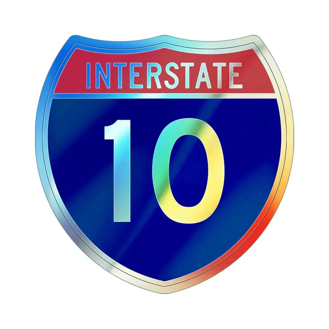 Interstate 10 (U.S. Highways) Holographic STICKER Die-Cut Vinyl Decal 4 Inch Holographic - The Sticker Space