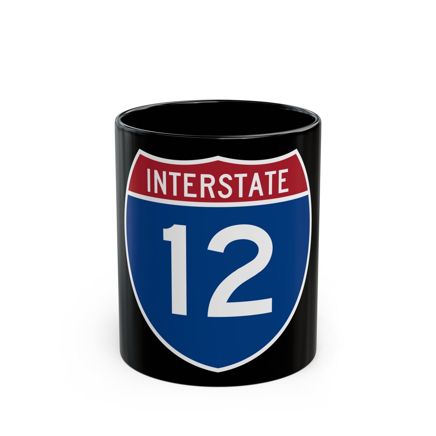 Interstate 12 (U.S. Highways) Black Coffee Mug-11oz-The Sticker Space