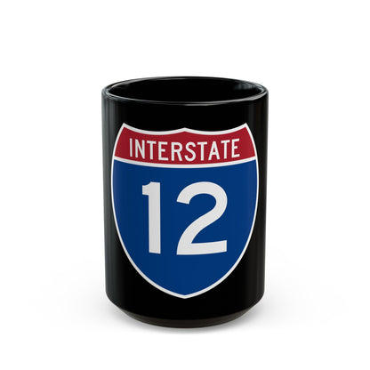 Interstate 12 (U.S. Highways) Black Coffee Mug-15oz-The Sticker Space