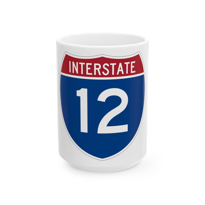 Interstate 12 (U.S. Highways) White Coffee Mug-15oz-The Sticker Space