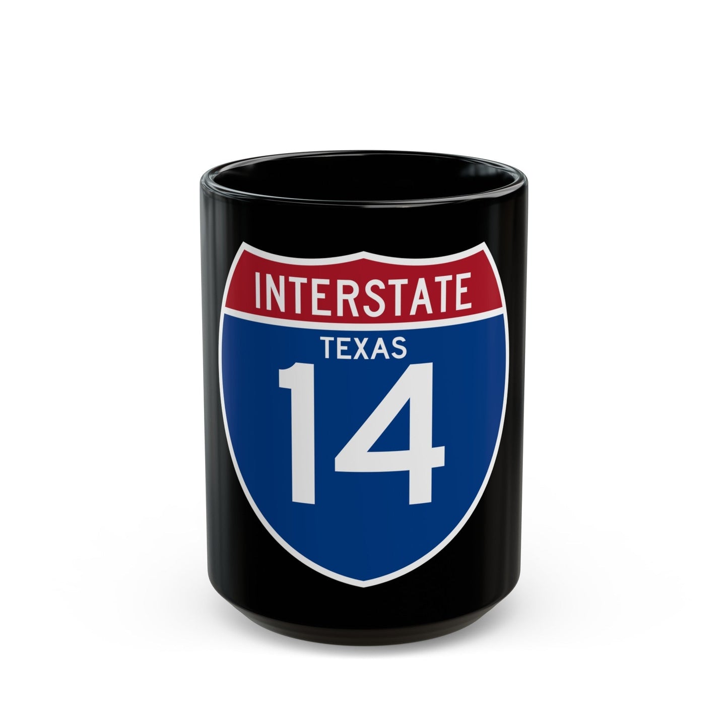 Interstate 14 (U.S. Highways) Black Coffee Mug-15oz-The Sticker Space