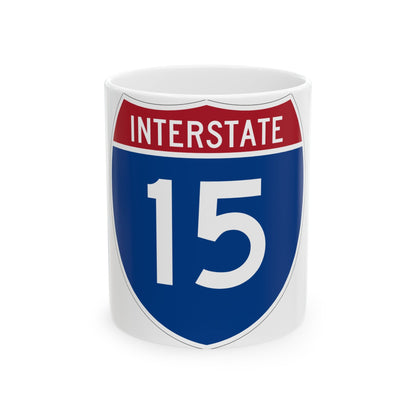Interstate 15 (U.S. Highways) White Coffee Mug-11oz-The Sticker Space