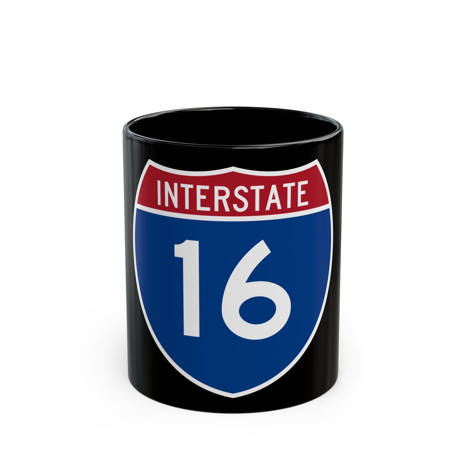 Interstate 16 (U.S. Highways) Black Coffee Mug-11oz-The Sticker Space