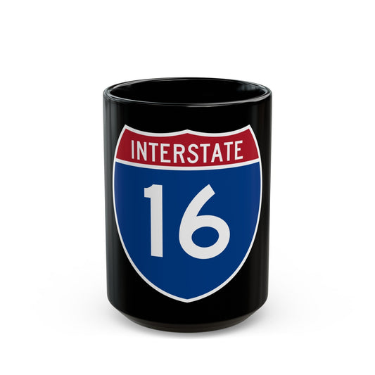 Interstate 16 (U.S. Highways) Black Coffee Mug-15oz-The Sticker Space