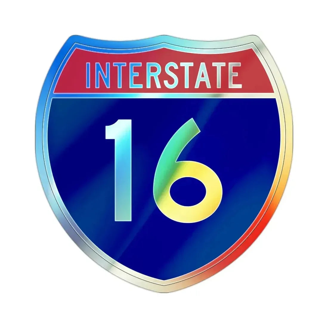Interstate 16 (U.S. Highways) Holographic STICKER Die-Cut Vinyl Decal 2 Inch Holographic - The Sticker Space