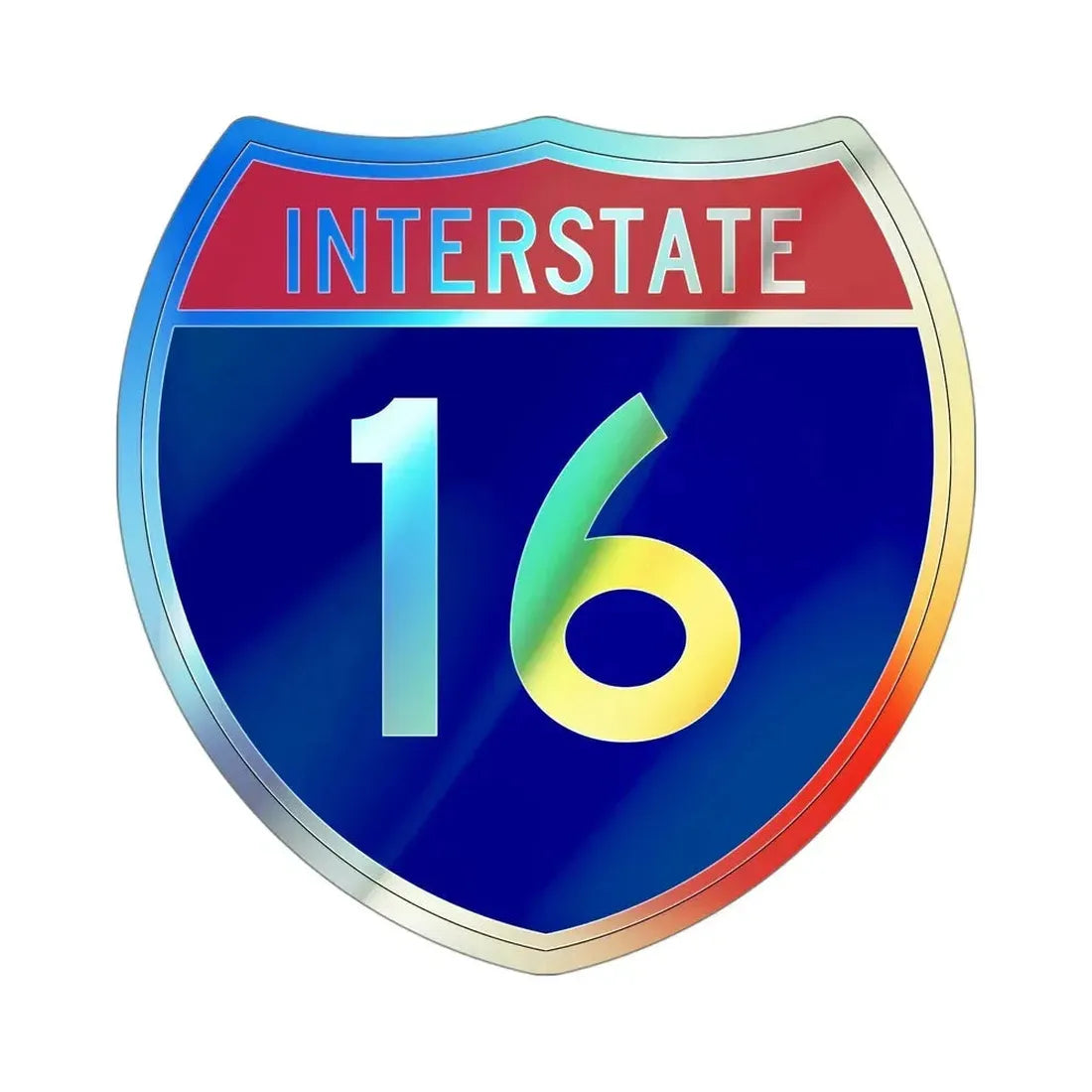 Interstate 16 (U.S. Highways) Holographic STICKER Die-Cut Vinyl Decal 4 Inch Holographic - The Sticker Space