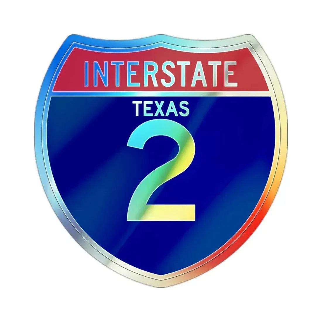 Interstate 2 (U.S. Highways) Holographic STICKER Die-Cut Vinyl Decal 2 Inch Holographic - The Sticker Space