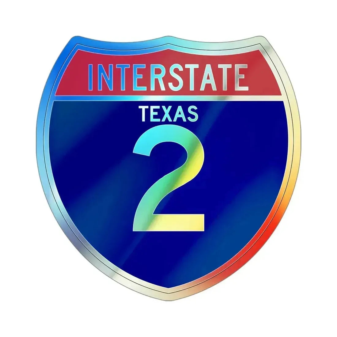Interstate 2 (U.S. Highways) Holographic STICKER Die-Cut Vinyl Decal 4 Inch Holographic - The Sticker Space