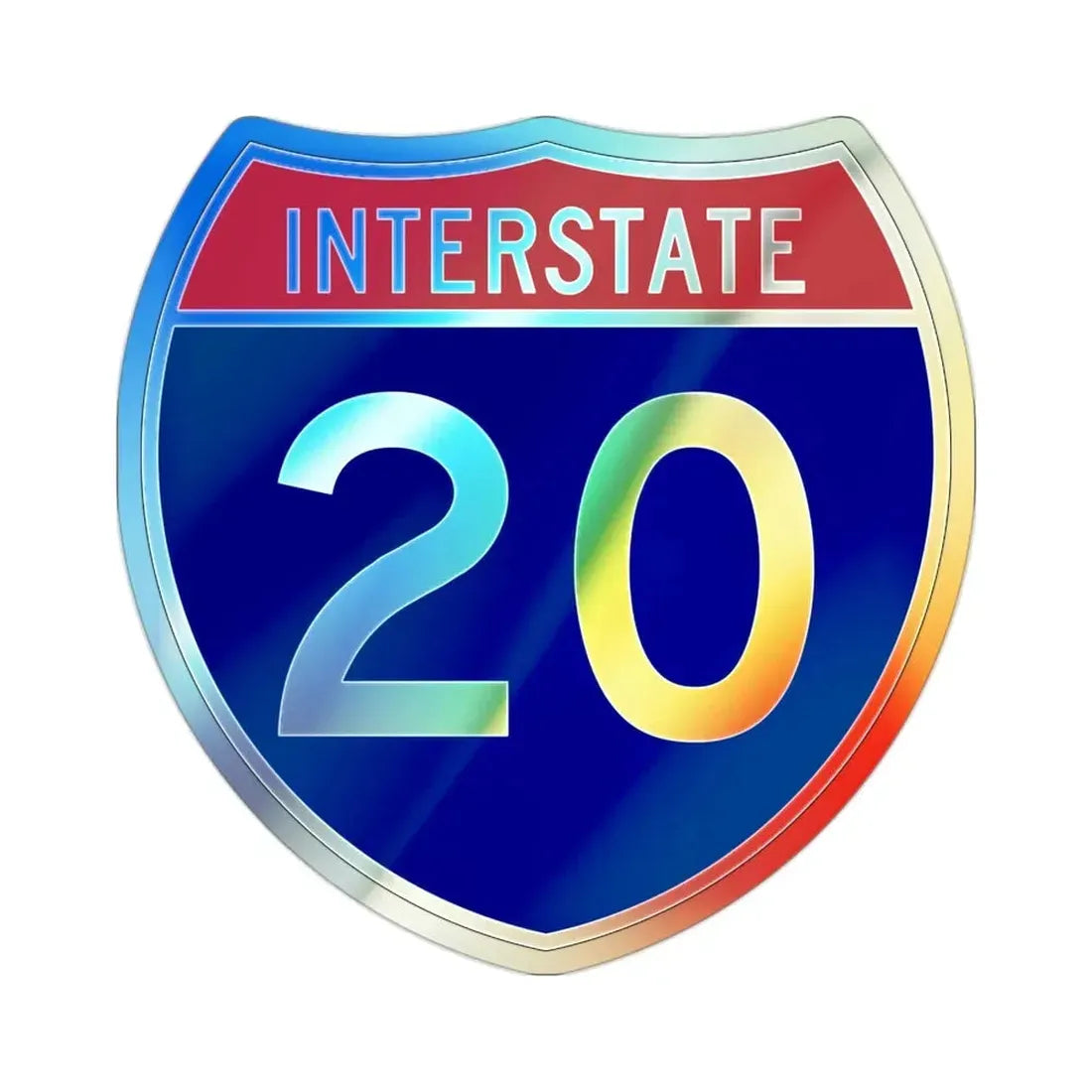 Interstate 20 (U.S. Highways) Holographic STICKER Die-Cut Vinyl Decal 2 Inch Holographic - The Sticker Space