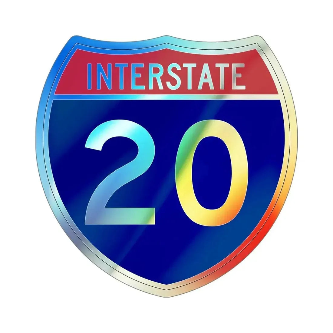 Interstate 20 (U.S. Highways) Holographic STICKER Die-Cut Vinyl Decal 6 Inch Holographic - The Sticker Space