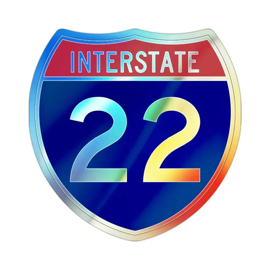 Interstate 22 (U.S. Highways) Holographic STICKER Die-Cut Vinyl Decal 2 Inch Holographic - The Sticker Space
