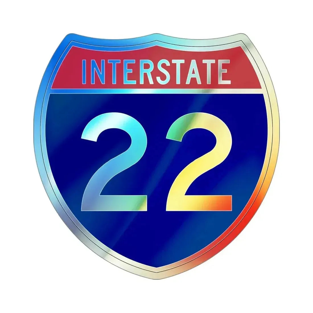 Interstate 22 (U.S. Highways) Holographic STICKER Die-Cut Vinyl Decal 4 Inch Holographic - The Sticker Space
