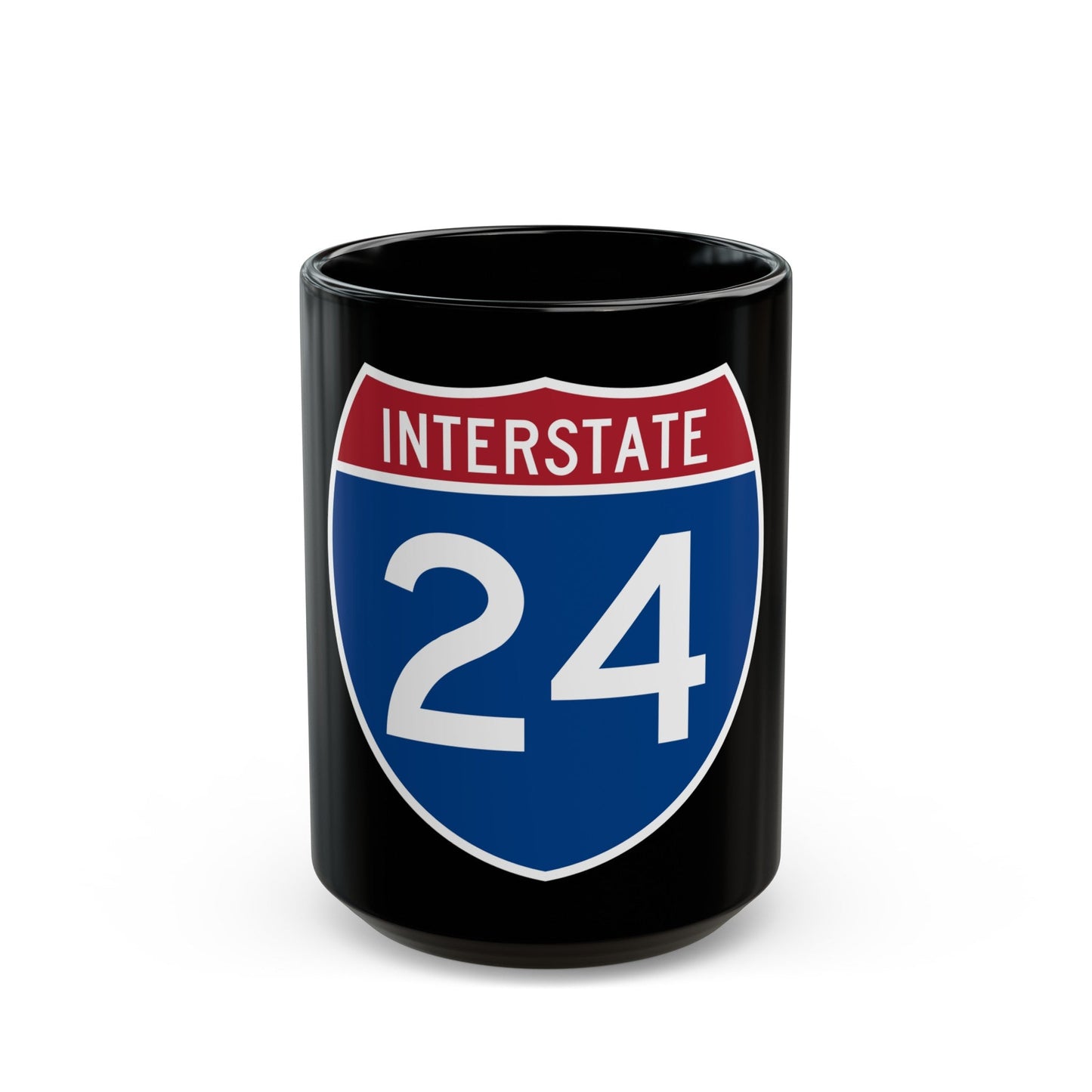 Interstate 24 (U.S. Highways) Black Coffee Mug-15oz-The Sticker Space