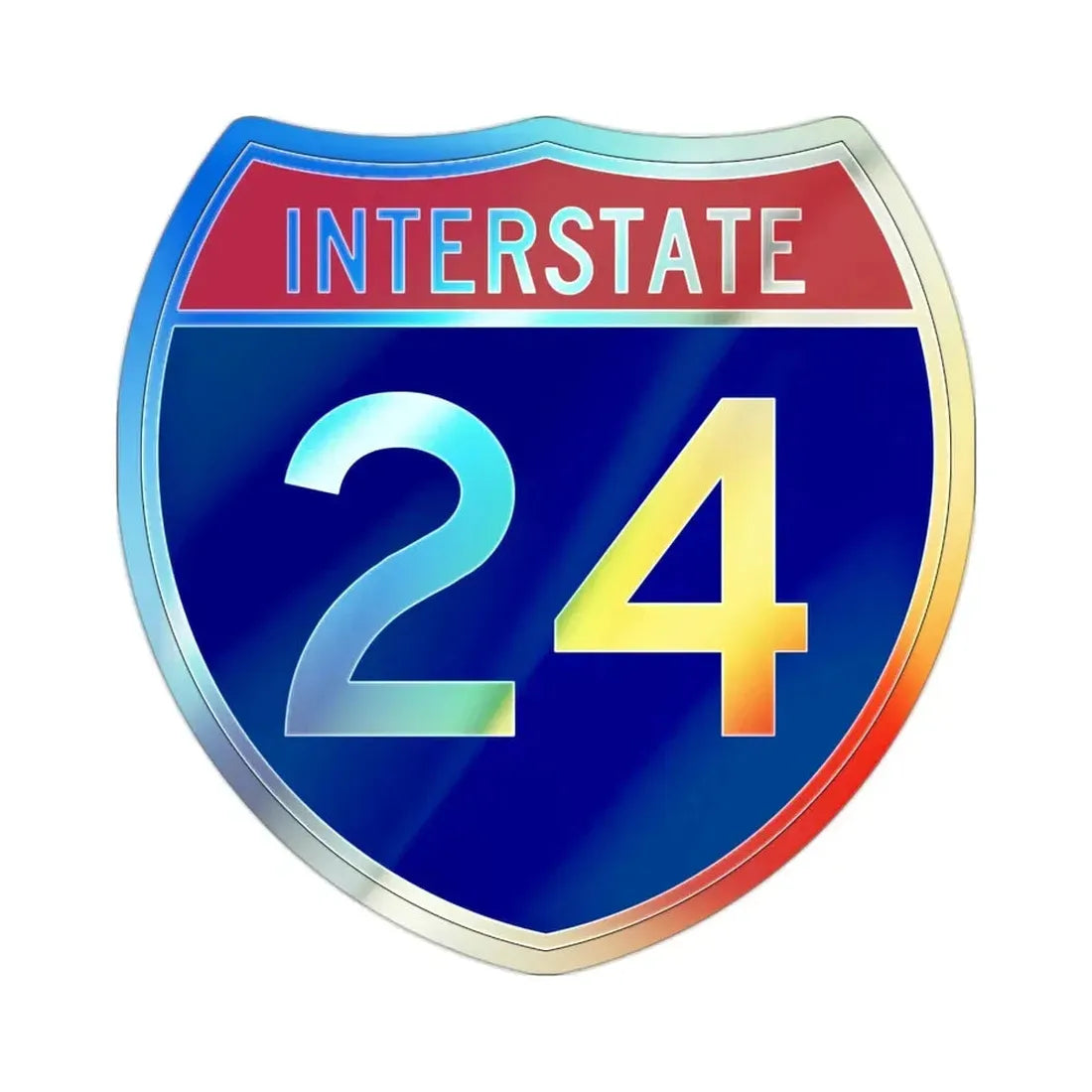 Interstate 24 (U.S. Highways) Holographic STICKER Die-Cut Vinyl Decal 2 Inch Holographic - The Sticker Space