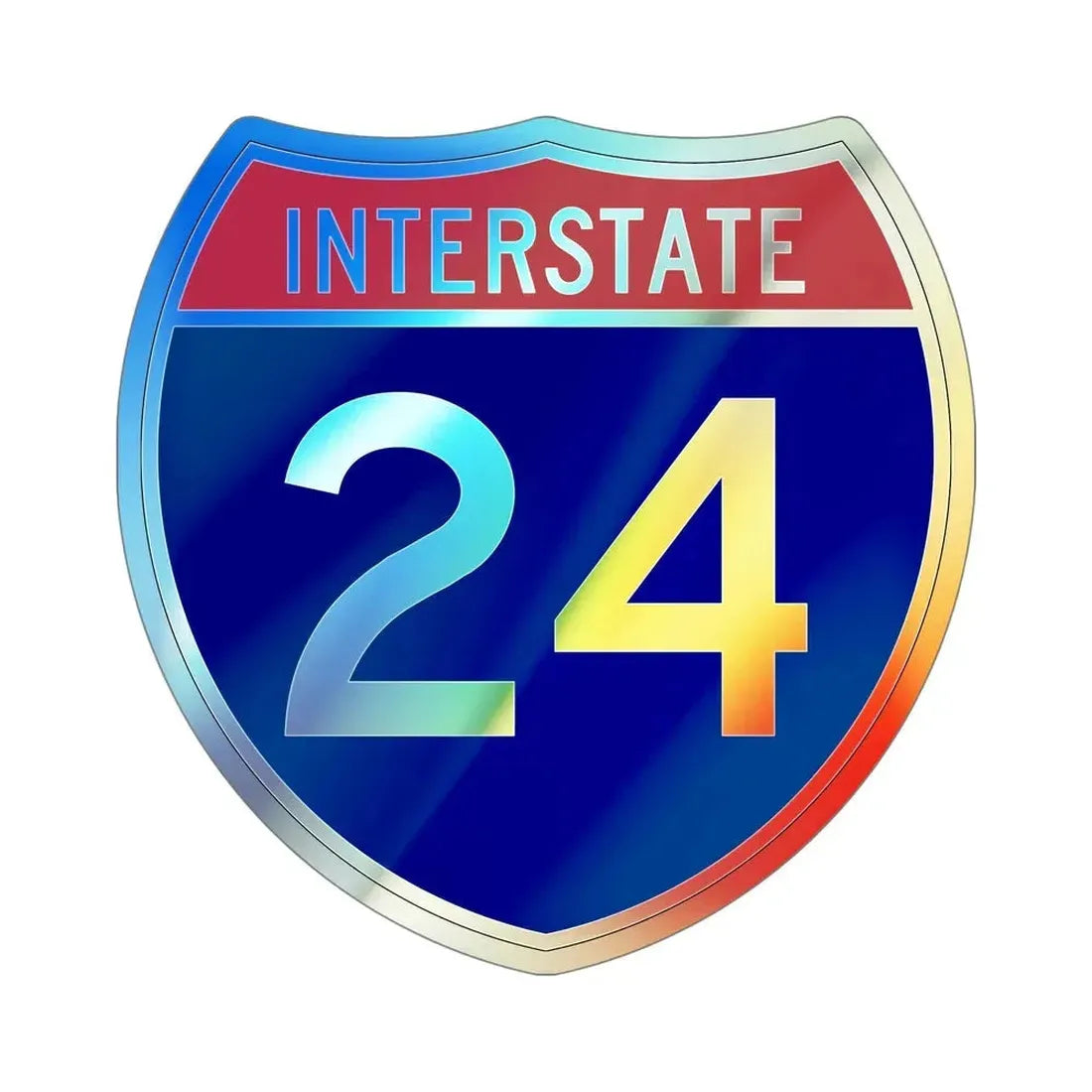 Interstate 24 (U.S. Highways) Holographic STICKER Die-Cut Vinyl Decal 5 Inch Holographic - The Sticker Space