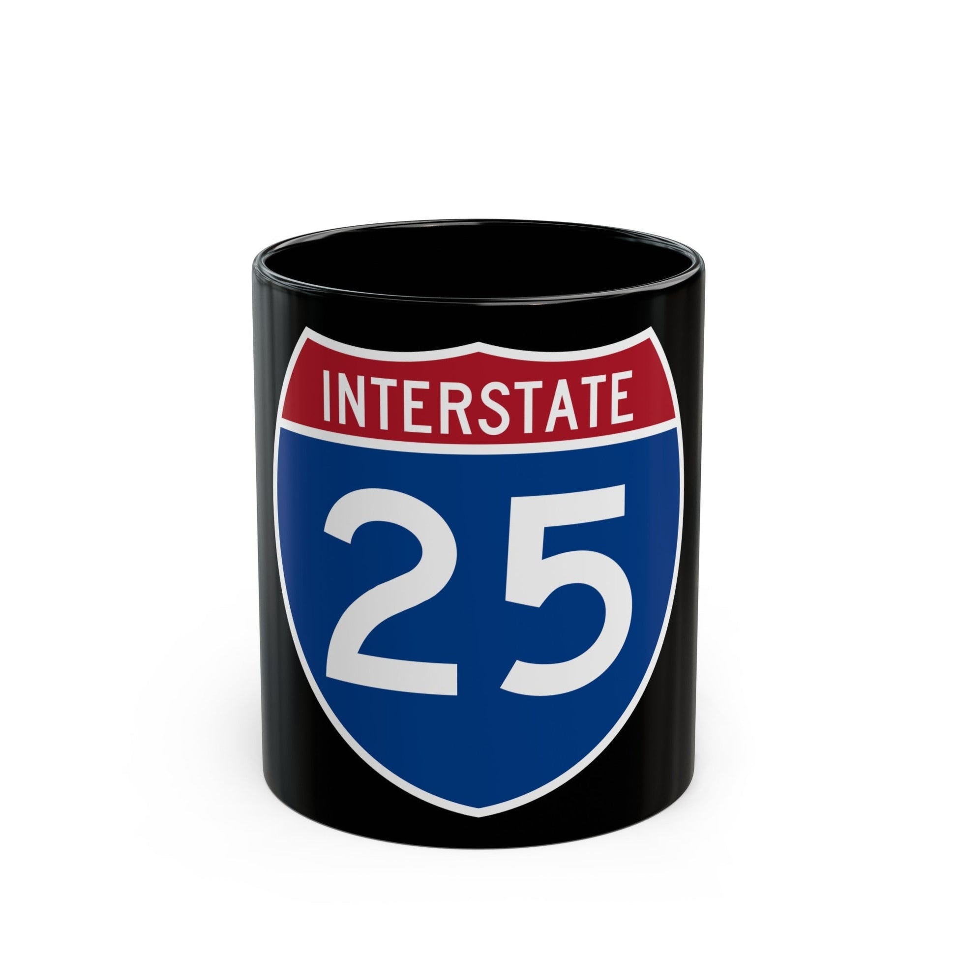 Interstate 25 (U.S. Highways) Black Coffee Mug-11oz-The Sticker Space