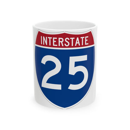 Interstate 25 (U.S. Highways) White Coffee Mug-11oz-The Sticker Space