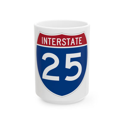 Interstate 25 (U.S. Highways) White Coffee Mug-15oz-The Sticker Space