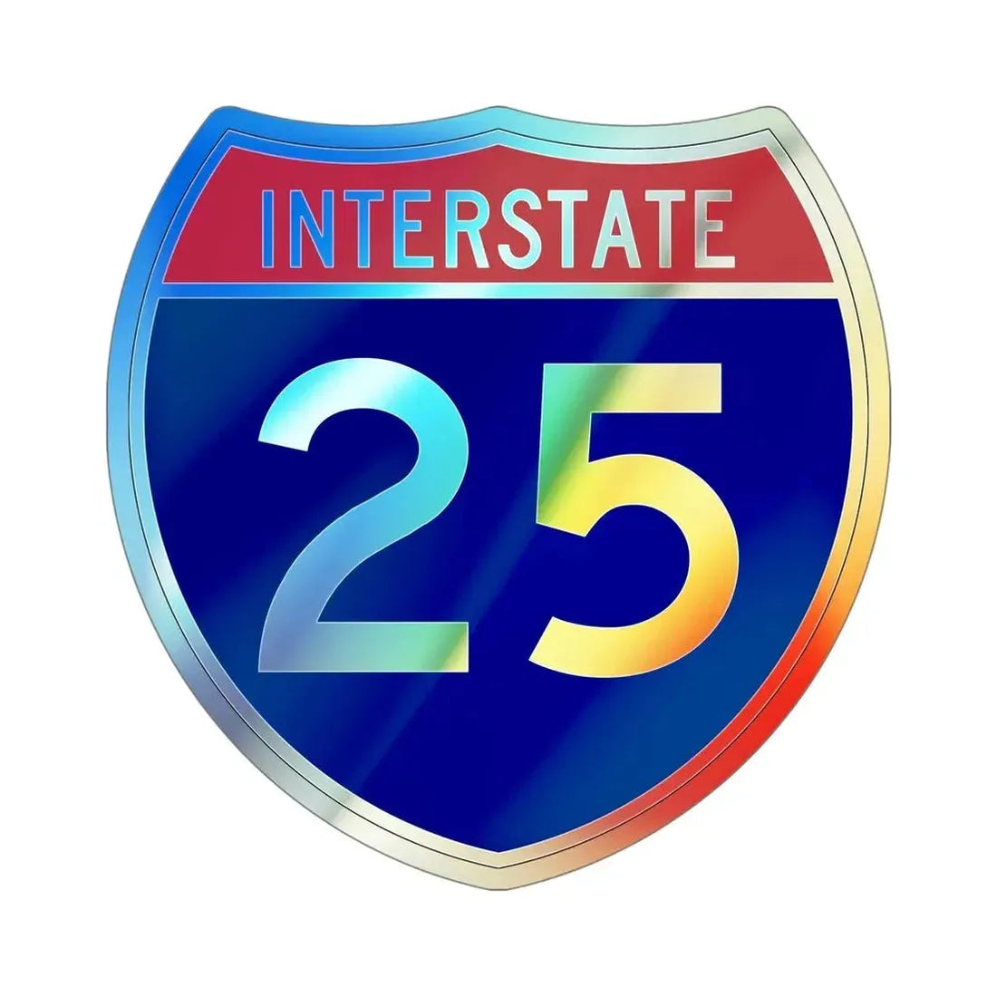 Interstate 25 (U.S. Highways) Holographic STICKER Die-Cut Vinyl Decal 5 Inch Holographic - The Sticker Space
