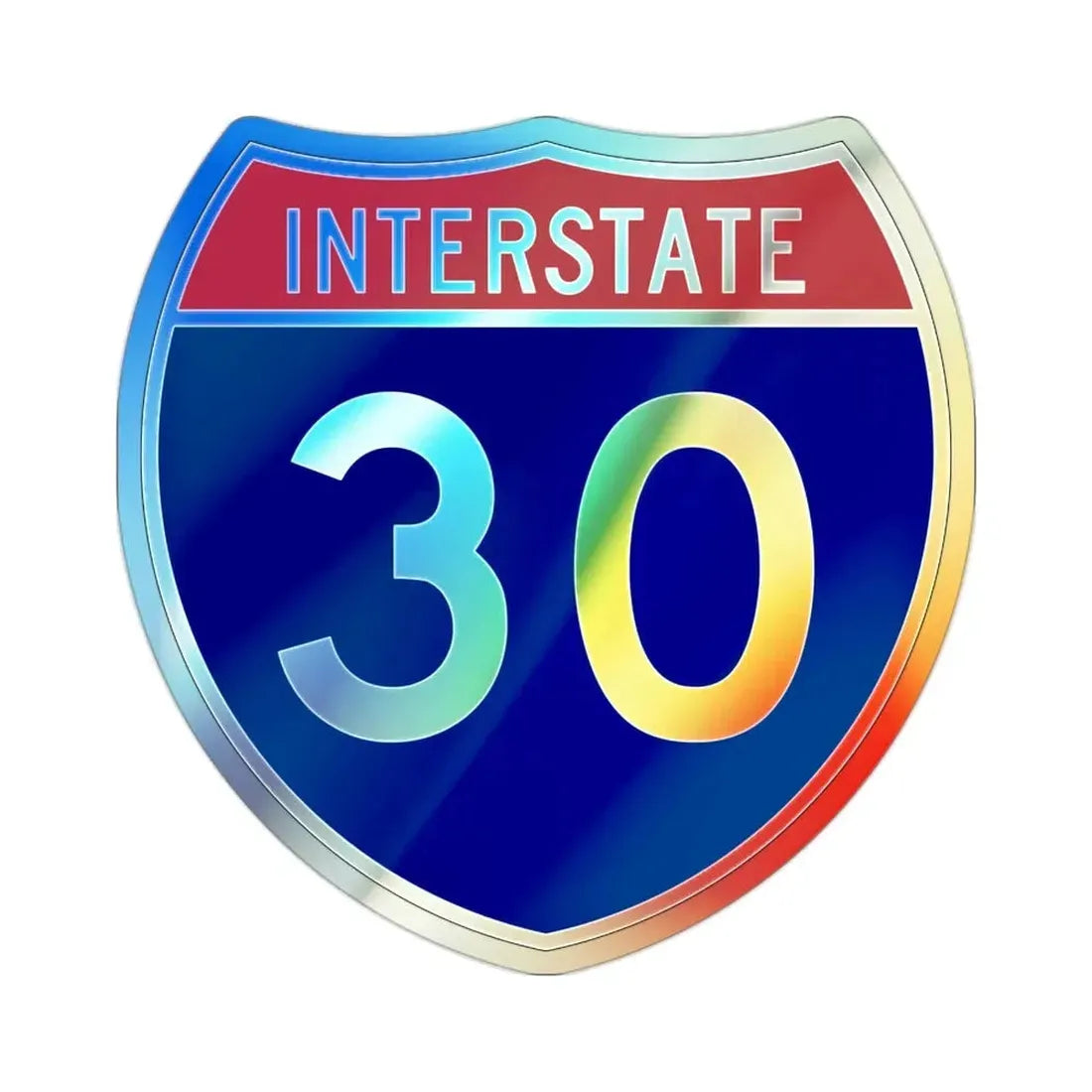 Interstate 30 (U.S. Highways) Holographic STICKER Die-Cut Vinyl Decal 2 Inch Holographic - The Sticker Space