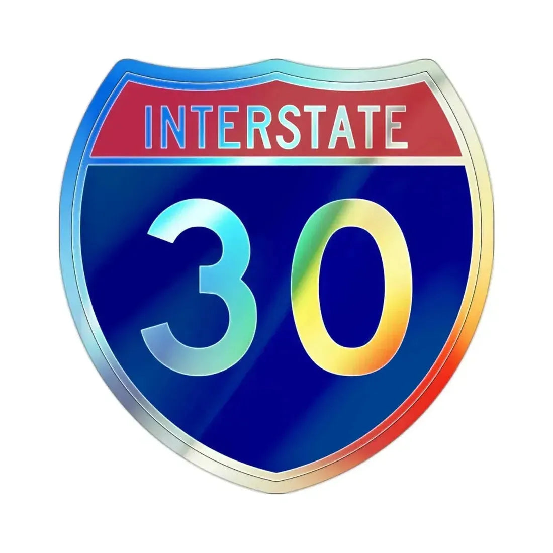 Interstate 30 (U.S. Highways) Holographic STICKER Die-Cut Vinyl Decal 2 Inch Holographic - The Sticker Space