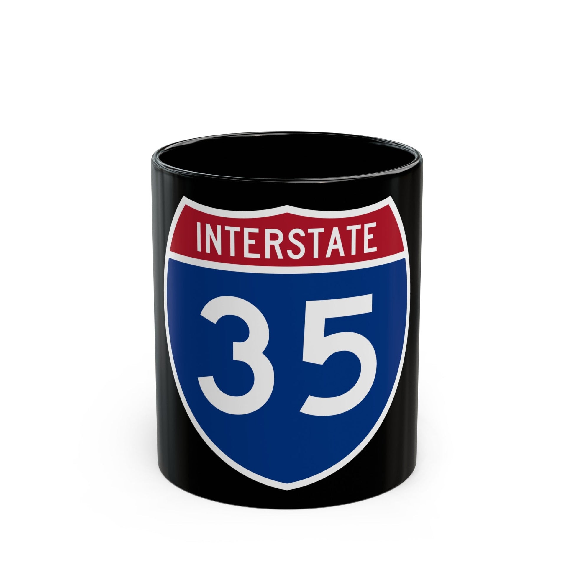 Interstate 35 (U.S. Highways) Black Coffee Mug-11oz-The Sticker Space