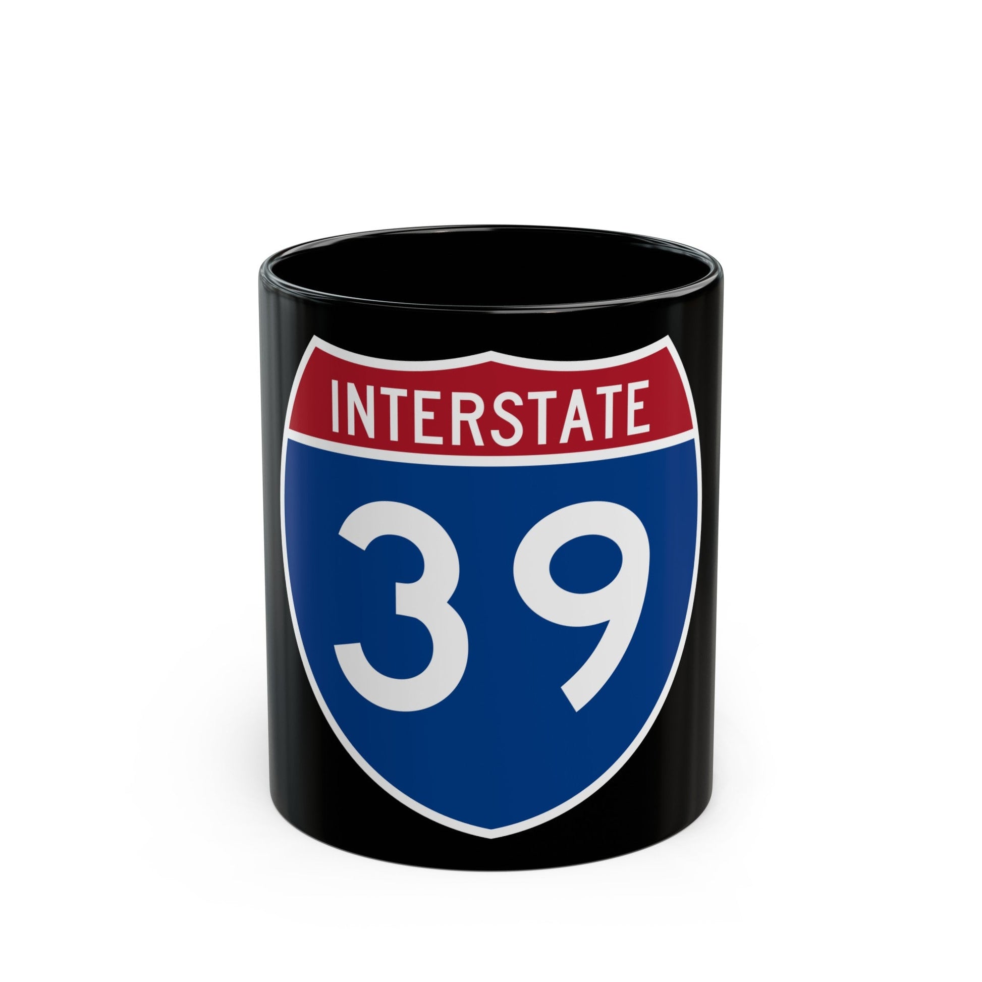 Interstate 39 (U.S. Highways) Black Coffee Mug-11oz-The Sticker Space