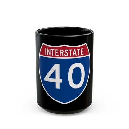 Interstate 40 (U.S. Highways) Black Coffee Mug-15oz-The Sticker Space